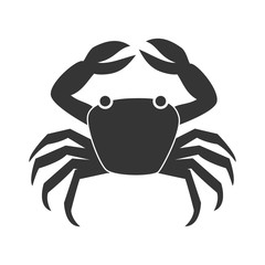 Seafood animal isolated flat icon in black and white, vector illustration graphic.