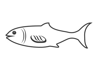 Seafood animal isolated flat icon in black and white, vector illustration graphic.