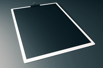 White clipboard with black paper