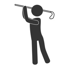 Golf sport player pictogram isolated flat icon, vector illustration.