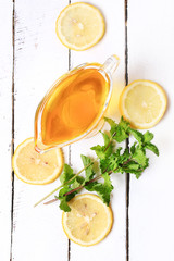 honey lemon mint ingredients for homemade lemonade