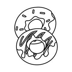 Delicious donut in black and white colors, vector illustration isolated icon.