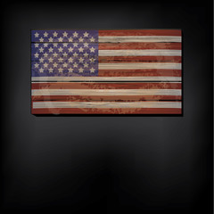 Vintage wooden American flag background with copy space. EPS 10 vector.