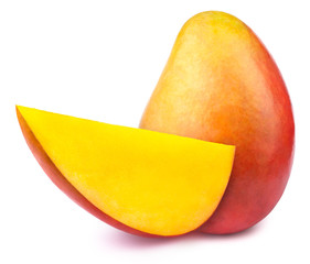Mango with slice isolated on white background, with clipping path