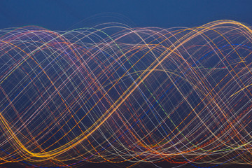 Abstract colored light trail background of city lights