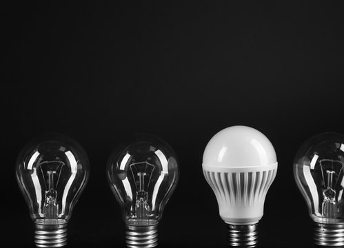 Electric bulbs on grey background