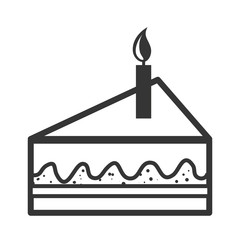 Delicious dessert cake in black and white colors, isolated flat icon.