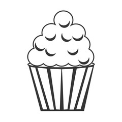 Cupcake delicious desert in black and white colors, isolated flat icon.