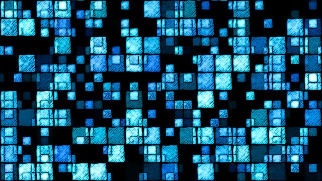 Abstract Sketchy Glowing Squares Background - Loop Blue