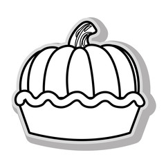 delicious pie dessert in black and white colors, isolated flat icon.