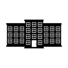 Tower building real estate , isolated flat icon with black and white colors.