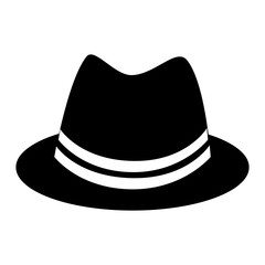 Retro hat cap , isolated flat icon with black and white colors.