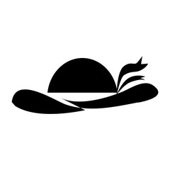 Vintage woman hat , isolated flat icon with black and white colors.