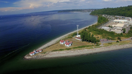 Fototapeta na wymiar Aerial of Discovery Park, Shilshole Bay, Ballard - Seattle, Washington