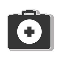 Obraz premium Medical first aids suitcase , isolated flat icon with black and white colors.