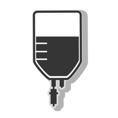 Blood bag donation , isolated flat icon with black and white colors.