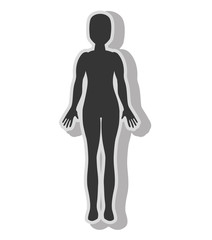 Woman body silhouette , isolated flat icon with black and white colors.