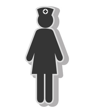 Nurse woman pictogram , isolated flat icon with black and white colors.