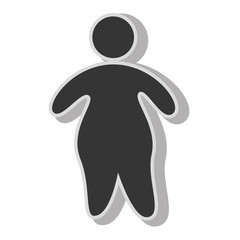 Fat boy pictogram , isolated flat icon with black and white colors.