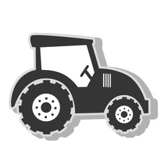 Farm tractor vehicle , isolated flat icon with black and white colors.