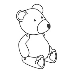 teddy bear kid ,black and white isolated flat icon