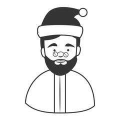 Old man santa claus hat , isolated flat icon cartoon