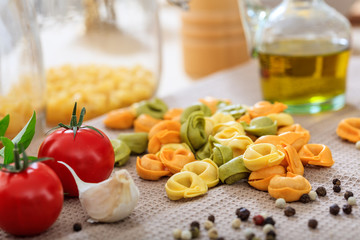 Tortellini pasta on a table