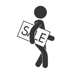 Businessman sale advert , isolated flat icon design