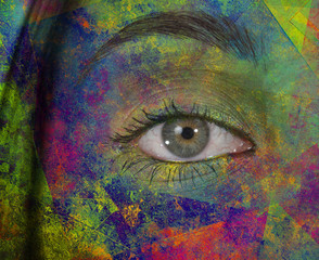 Girls eye with paint