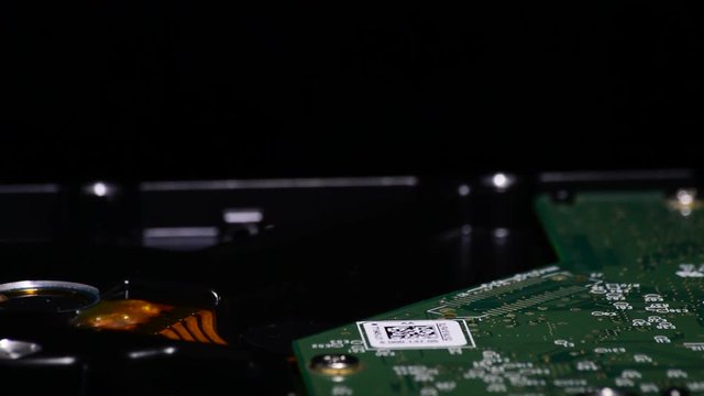 HDD circuit board gyrating black background