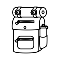 Camping backpack sleeping ,isolated black and white flat icon design