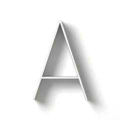 Long shadow font. Letter A. 3D