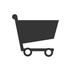 Shopping cart ,isolated black and white flat icon design