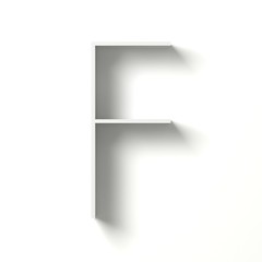 Long shadow font. Letter F. 3D