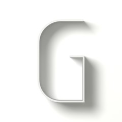 Long shadow font. Letter G. 3D
