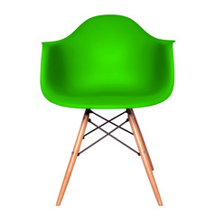 Green color plastic chair isolated on white