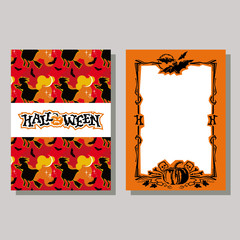 Halloween greeting card with originally written text "Happy Halloween!". Vector clip art.