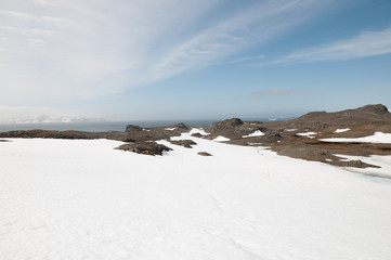 Fototapeta na wymiar Landscape of snow and mountain background at Antarctica