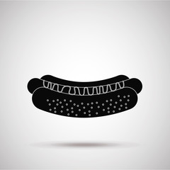 hot dog silhouette, illustration in gray degrade color backdrop