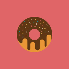 donut illustration on  pink  color backdrop