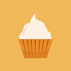 vanilla muffin,  illustrationon yellow  color backdrop