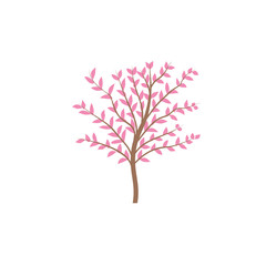 Obraz premium The thin trunk of the tree with leaves vector logo. Forest and park.