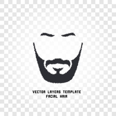 Isolated face with mustache and beard vector logo. Men barber shop emblem.