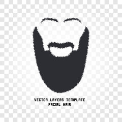 Isolated face with mustache and beard vector logo. Men barber shop emblem.