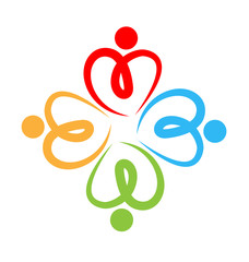 Logo heart love teamwork vector