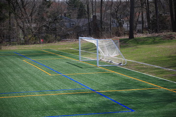 Soccer Goal - Soccer field with goal and artificial surface.