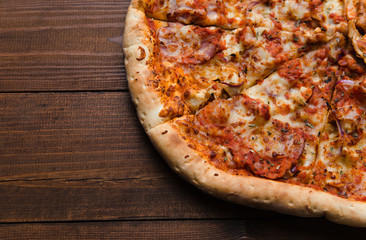 pizza on a wooden background