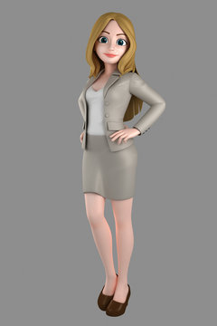 3d illustration of a young business woman in office attire