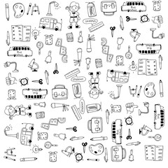 Flat hand draw education tools doodle