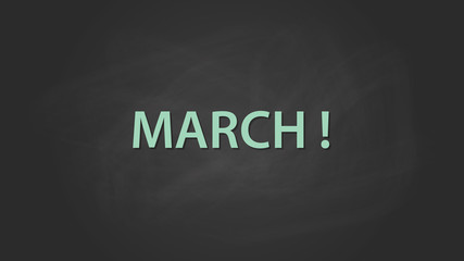march month text written on the blackboard with chalk board effect vector graphic